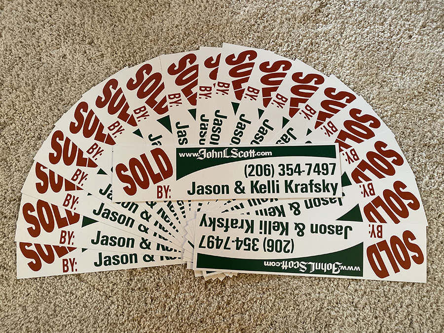 Stickers with Jason and Kelly Krafsky contact info