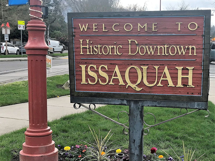 Welcome to Issaquah, Washington sign