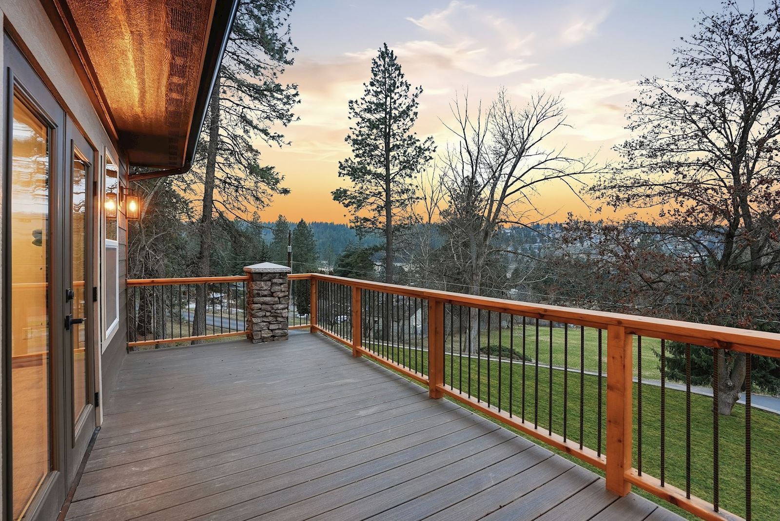 Primary suite private balcony view at 13827 E 46th Ave in the Spokane Valley area of Spokane, WA 99206.