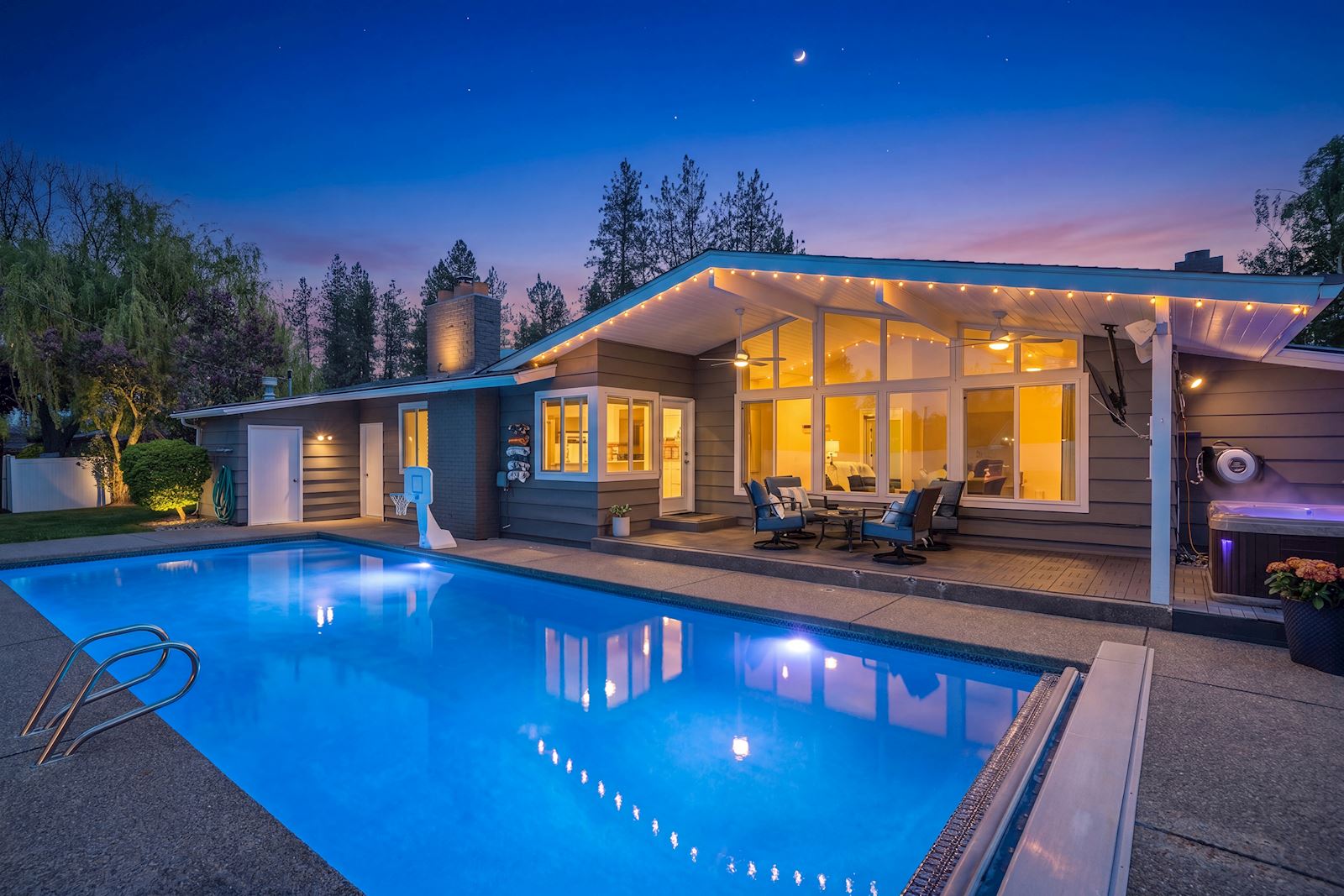 Backyard Pool at Twilight at 4206 S Pittsburg St Spokane WA