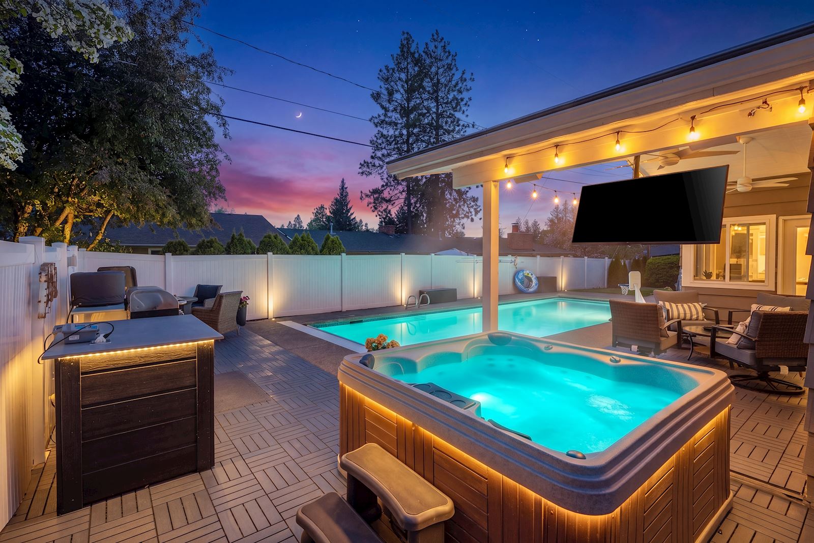 Hot Tub Deck at Twilight at 4206 S Pittsburg St Spokane WA