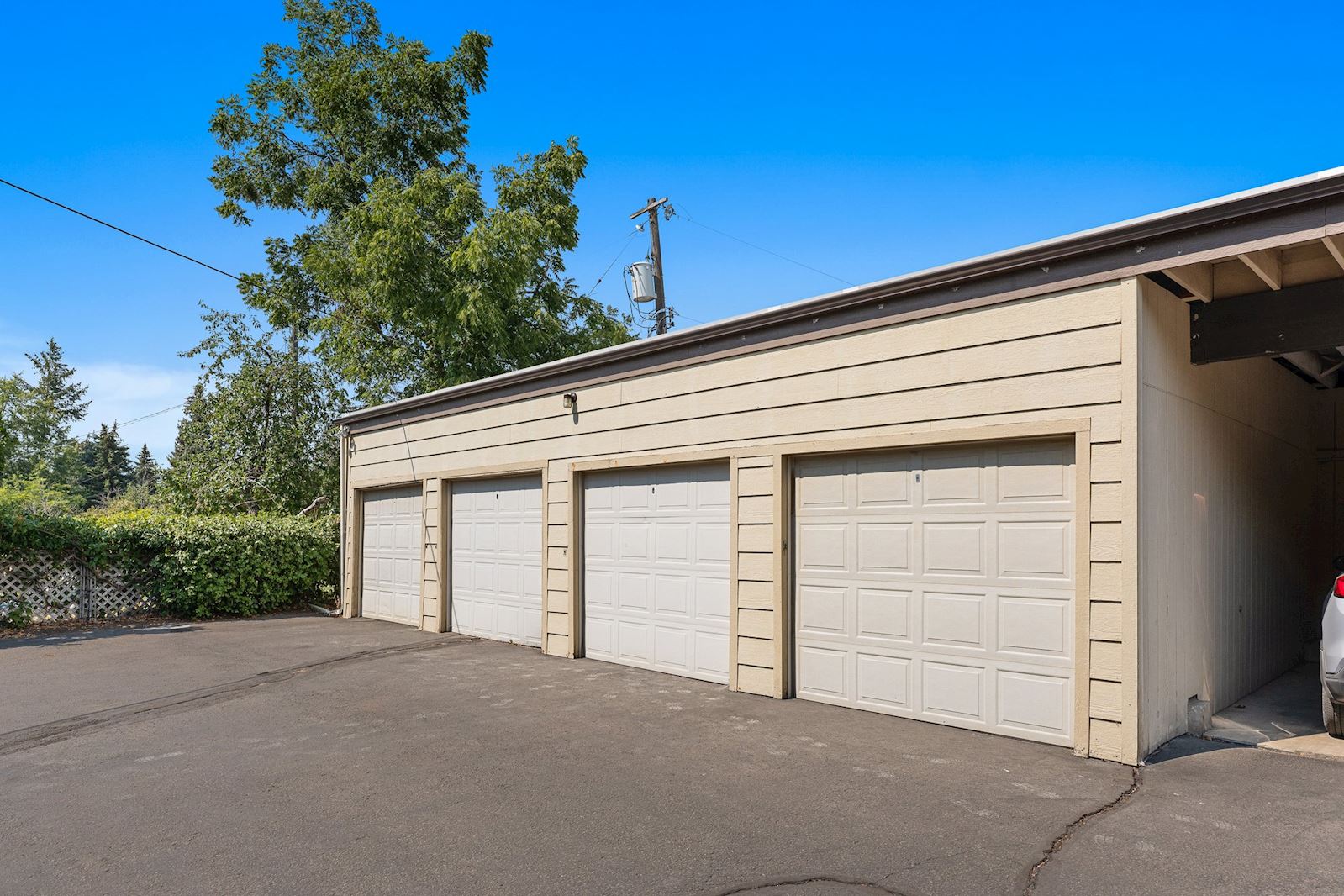 Garage at 13223 E 29th Ave Unit 2, Country Village 55+ Community, Spokane Valley WA. Listed by Team Dailey.