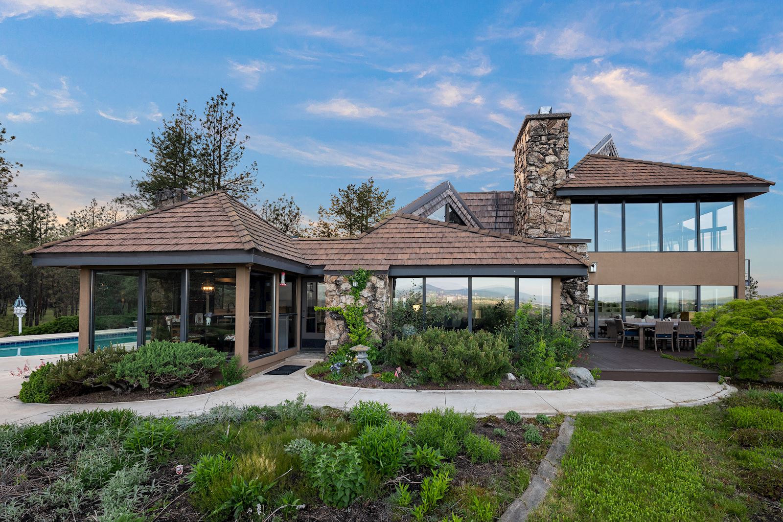 Sweeping southern views from the 4.12-acre luxury view estate in Spokane WA