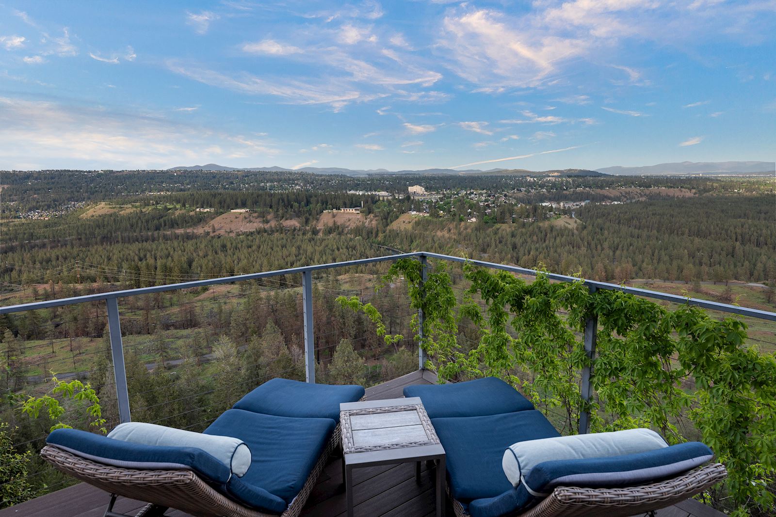 Panoramic river and mountain views from the main deck