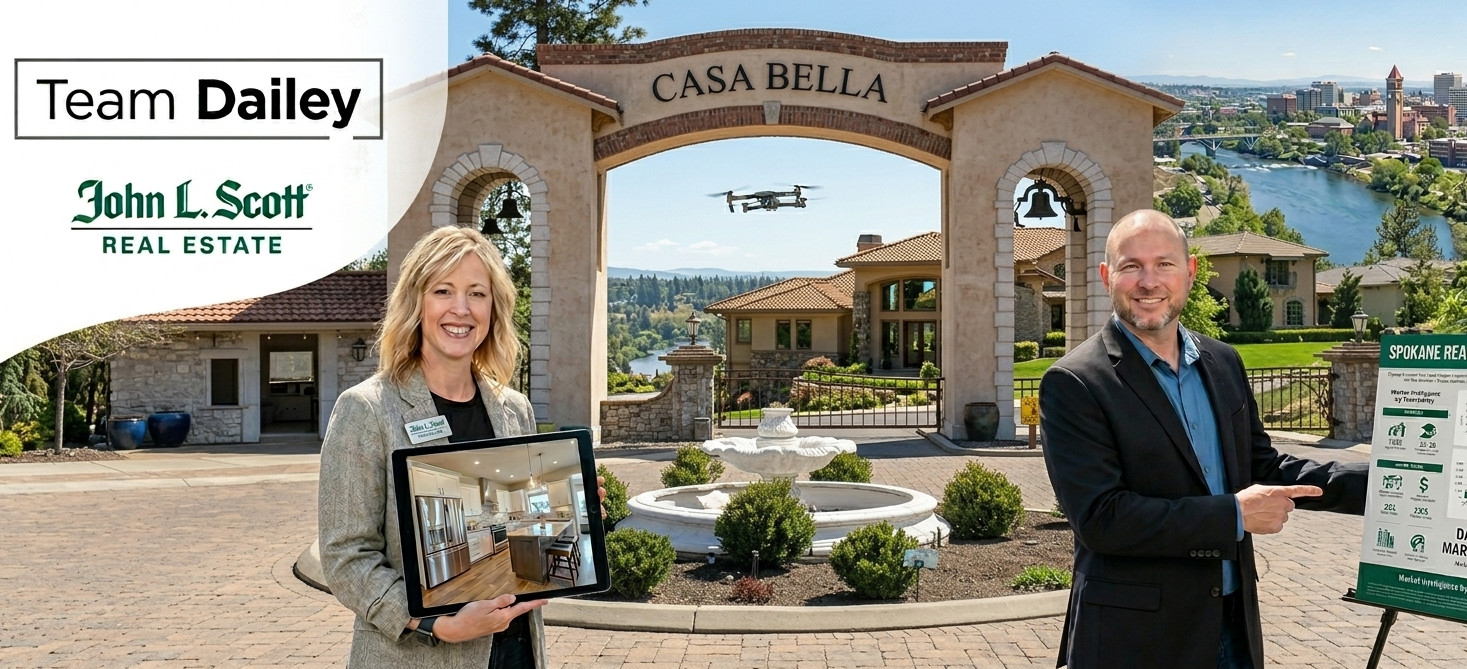 Team Dailey: Kimberly and Daniel Dailey, Spokane's Gated Community Real Estate Experts providing luxury design tours and market data.