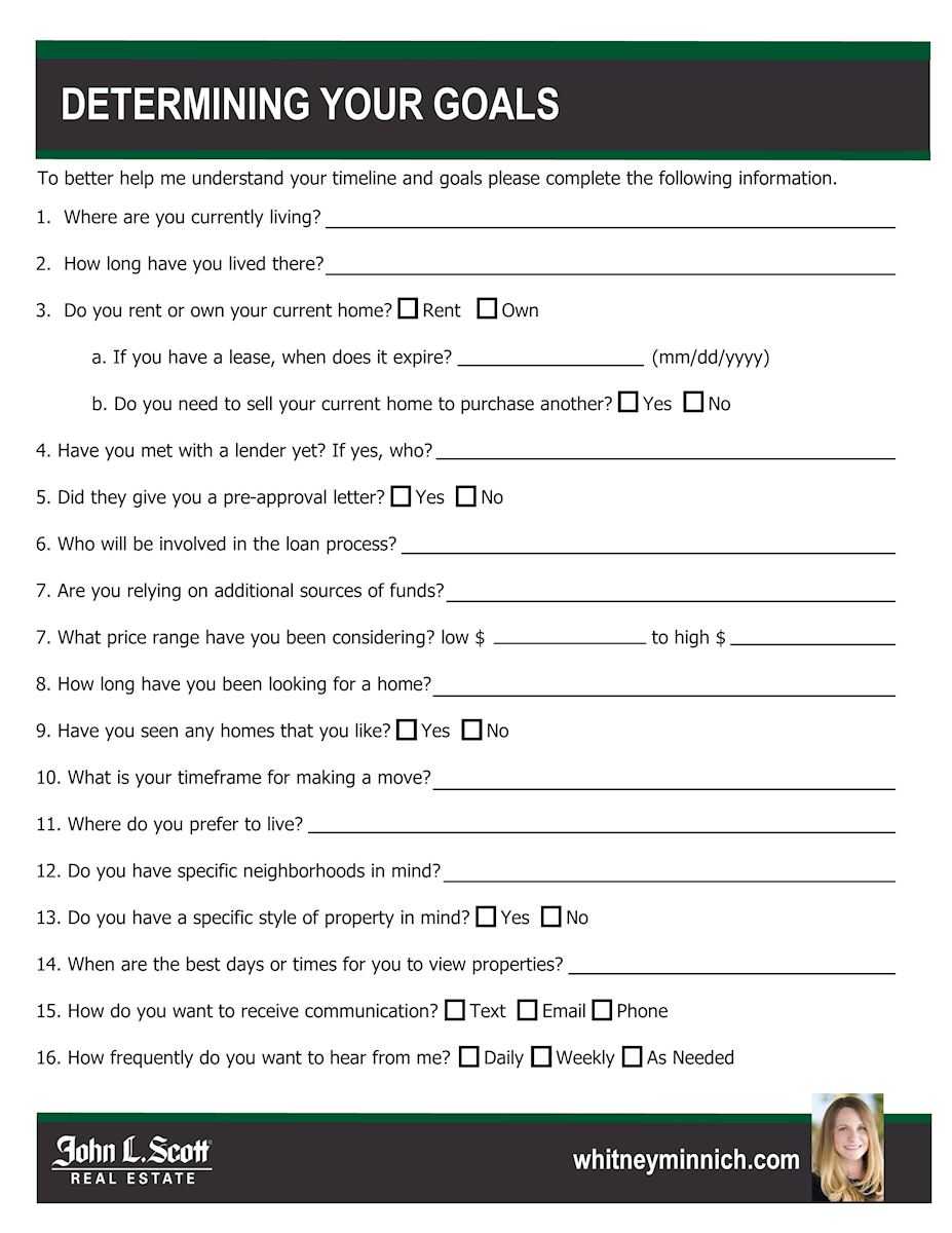 Whitney Minnich Buyer Form Goals Wants and Needs