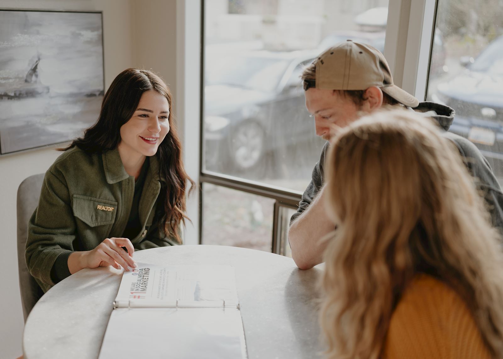 Sarah Aguirre with home buyers in Whatcom County