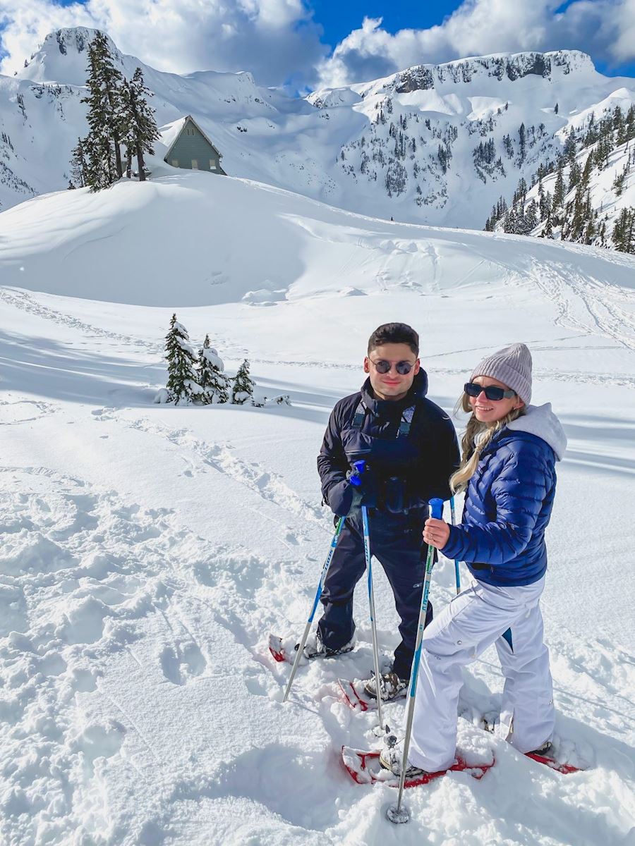 Winter hike in the mountains